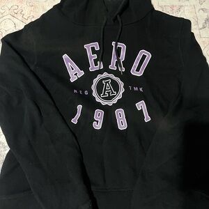 Aeropostale Black and Purple Varsity Sweater